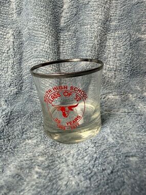 VTG Omaha South High School Class of '52 25th Anniversary Glass - Packer Bull